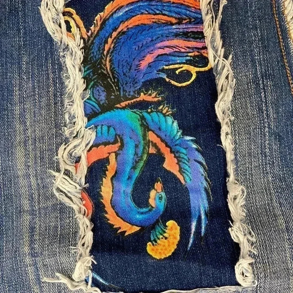 Axara  painted peacock midi denim skirt - Picture 6 of 7